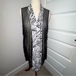 Chico’s Travelers Open Front Draped Mesh Sheer Lagenlook Cardigan Vest Chicos